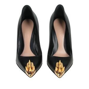 Alexander McQueen Black & Gold Studded Pointed Toe stiletto Pumps IT 39